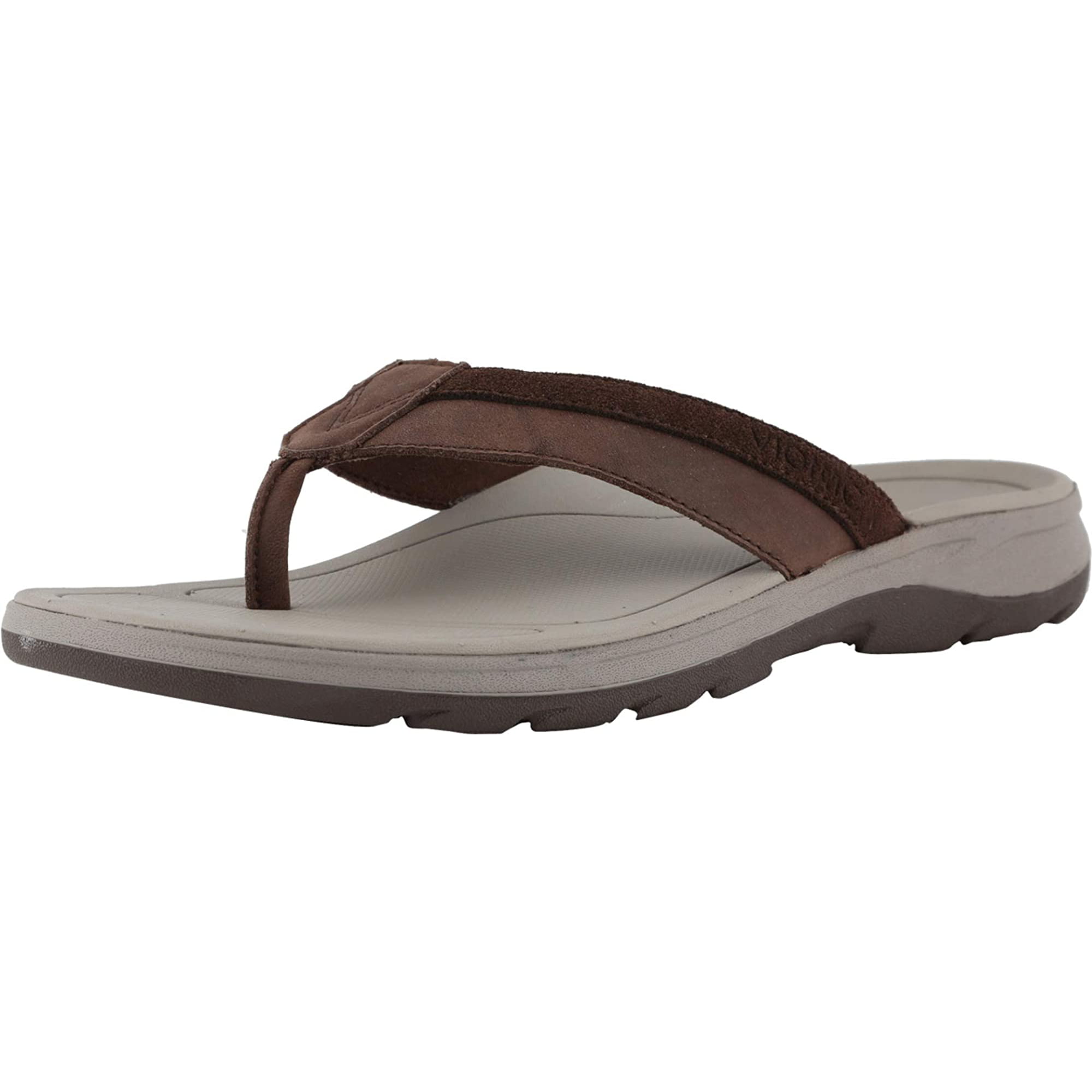 Vionic Canoe Dennis Toe-Post Sandal Mens Leather Flip-Flop with Concealed Orthotic Arch Support 